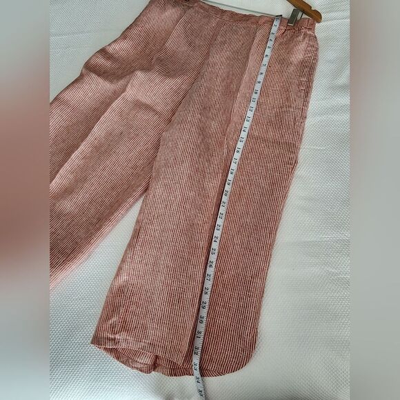 Coldwater Creek pants 100 % linen cropped elastic waistband wide leg - Picture 11 of 16
